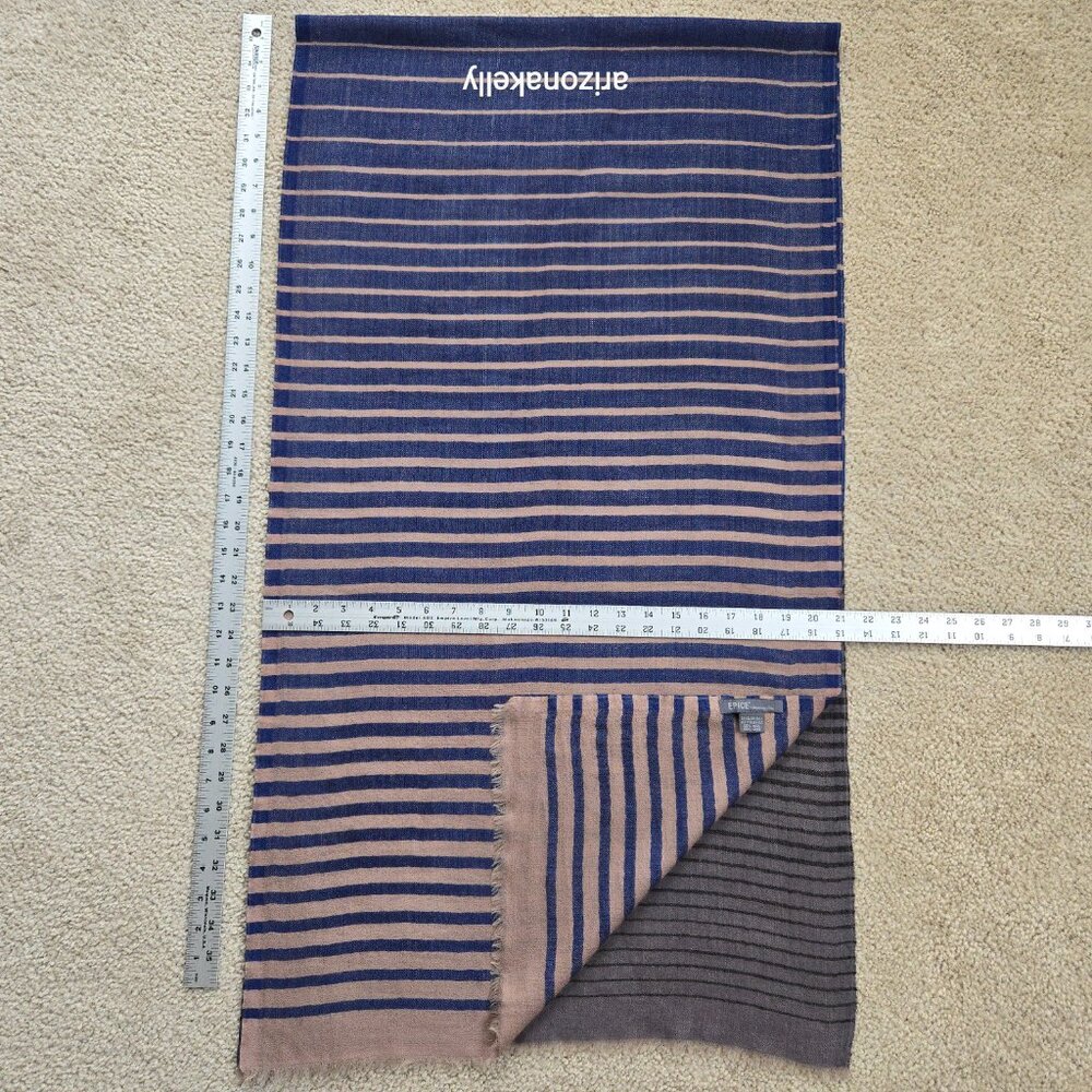 ÉPICE PARIS  Wool Striped Scarf *Tiny Repaired Hole* - Picture 8 of 11